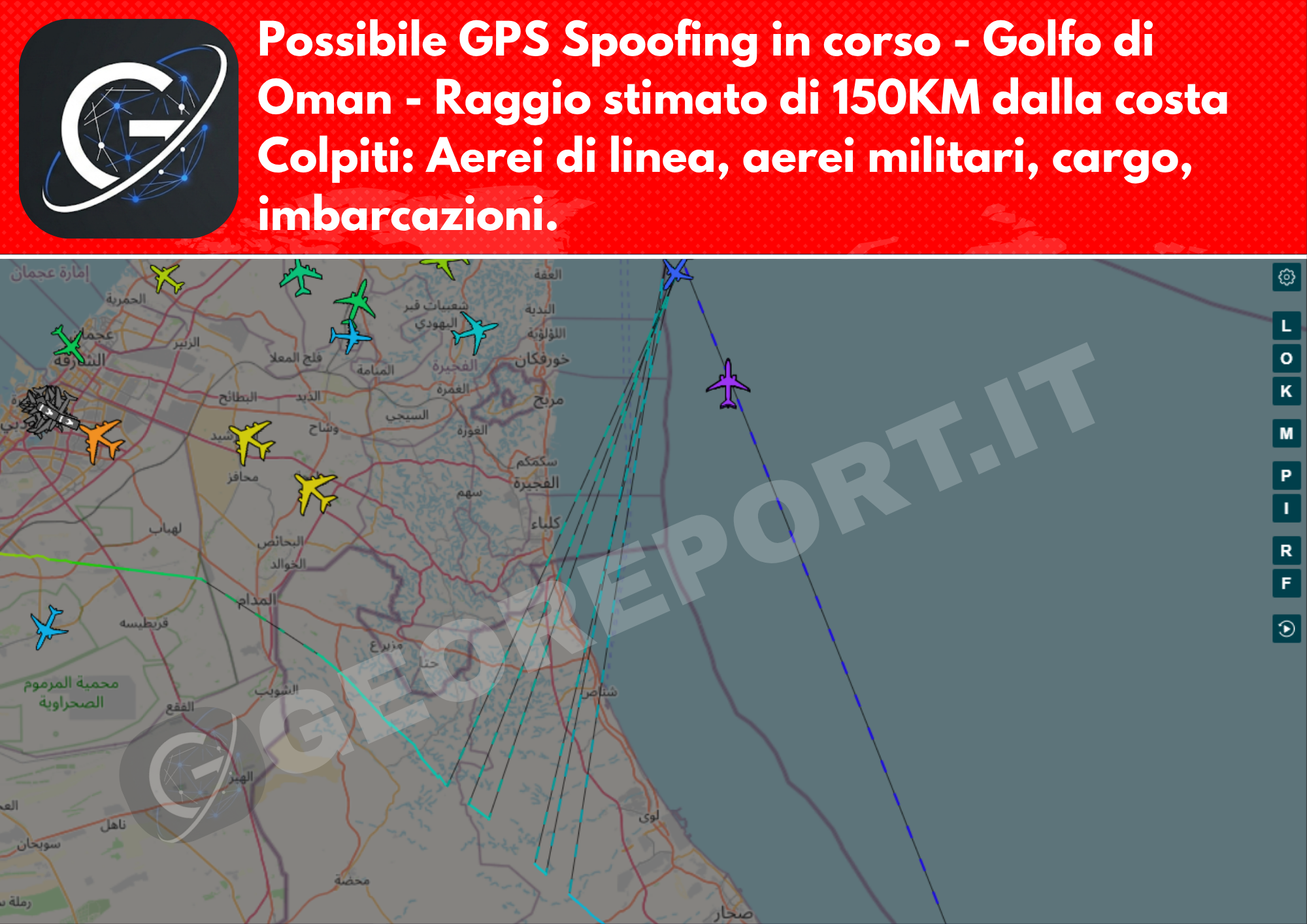 Possibile GPS Spoofing in corso - Golfo di Oman